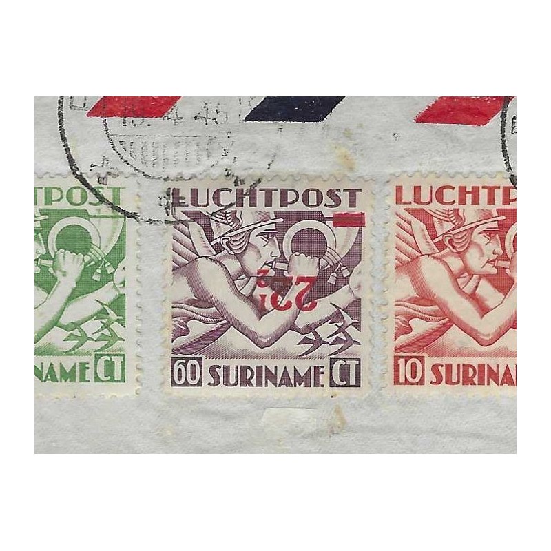 Suriname LP24fa  KOP-staande opdruk op brief naar Curacao CV ??? €