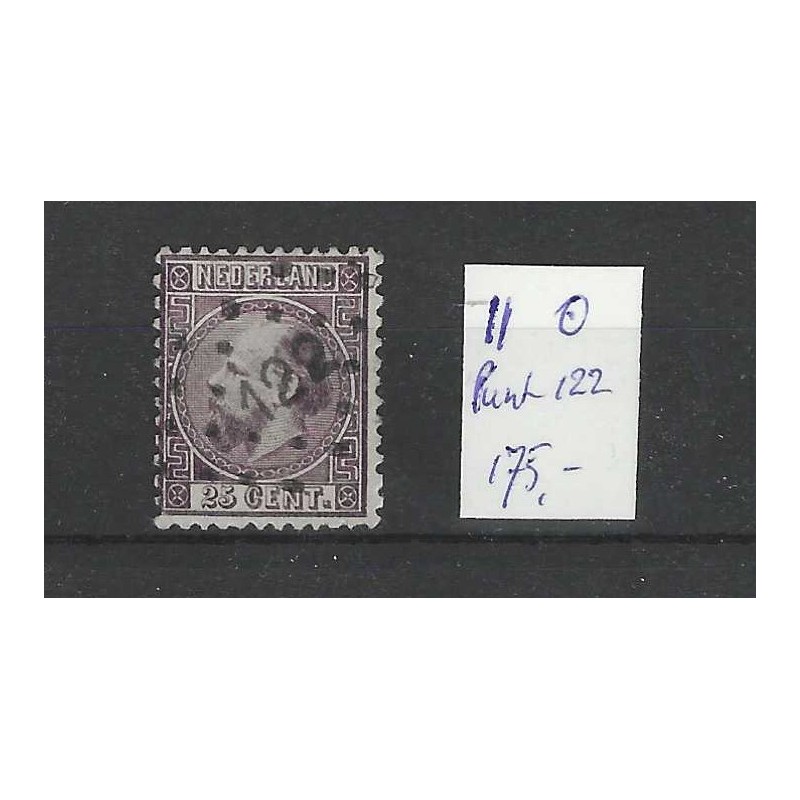 Nederland 11 Willem III 1867 puntstempel 122 VFU/gebr CV 175++ € Nederland 11 Willem III 1867 puntstempel 122 VFU/gebr CV 175++ €