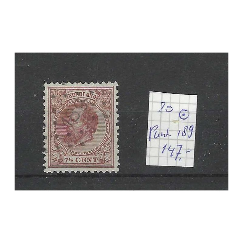 Nederland 20 Willem III 1872 puntstempel 189 VFU/gebr CV 147+ € Nederland 20 Willem III 1872 puntstempel 189 VFU/gebr CV 147+ €