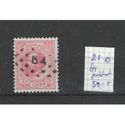 Nederland 21 Willem III 1872  puntstempel 64 VFU/gebr  CV 50+ €