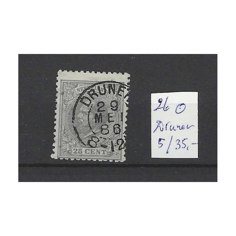 Nederland 26 Willem III 1872 "DRUNEN 1886" kleinrond VFU/gebr CV 40 € Nederland 26 Willem III 1872 "DRUNEN 1886" kleinrond VFU/gebr CV 40 €