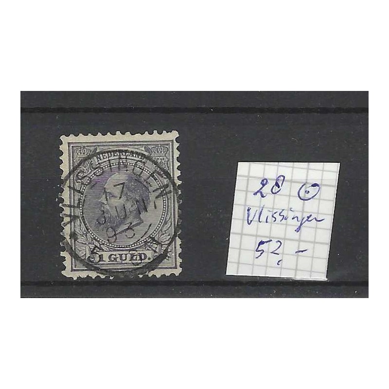 Nederland 28 Willem III 1872  "VLISSINGEN 1893" kleinrond VFU/gebr CV 52 €
