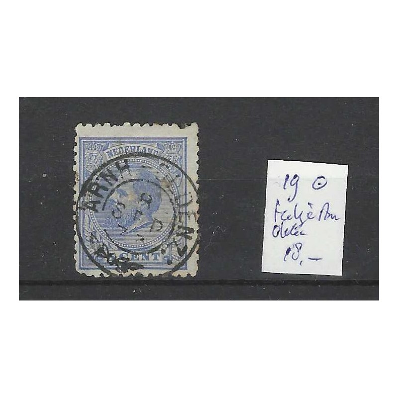 Nederland 19 Willem III 1872 "ARNH-OLDENZ. 1883" takje VFU/gebr CV 18 €