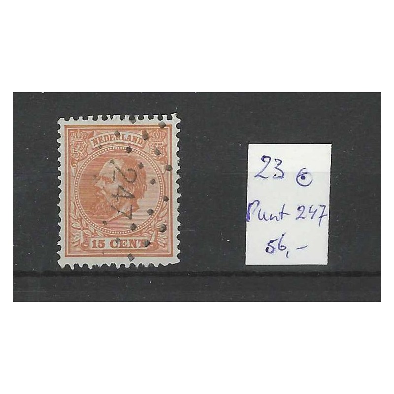 Nederland 23 Willem III 1872 puntstempel 247 VFU/gebr CV 56 € Nederland 23 Willem III 1872 puntstempel 247 VFU/gebr CV 56 €