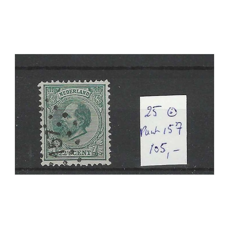 Netherlands 25 Willem III 1872  numeral dot cancel 157 VFU/used  CV 105 €