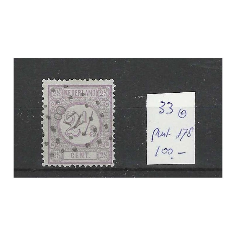 Nederland 33 Cijfer met puntstempel 178 VFU/gebr CV 100 € Nederland 33 Cijfer met puntstempel 178 VFU/gebr CV 100 €