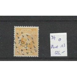 Netherlands 34 Wilhelmina with numeral dot cancel 123 VFU/used  CV 125 €