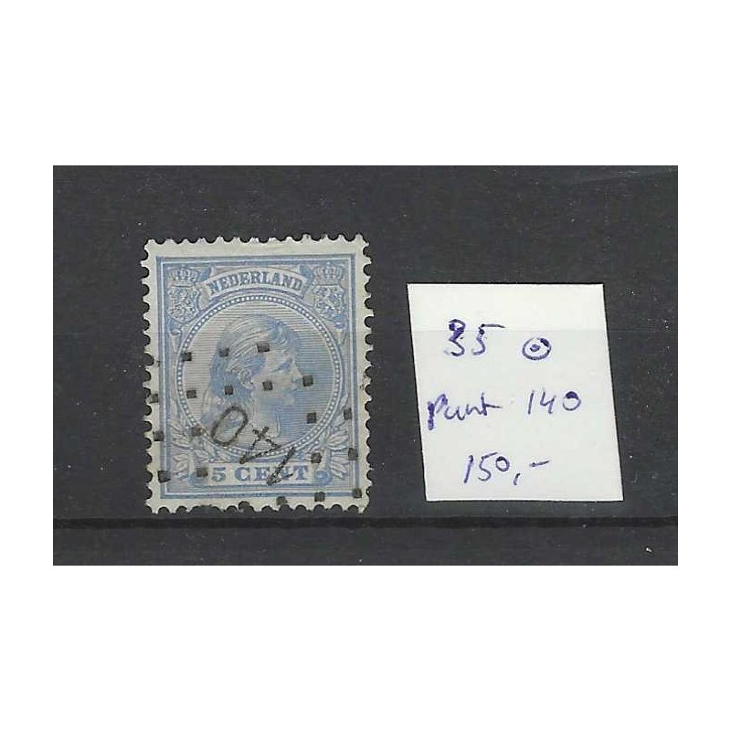 Nederland 35 Wilhelmina met puntstempel 140 VFU/gebr CV 150 € Nederland 35 Wilhelmina met puntstempel 140 VFU/gebr CV 150 €