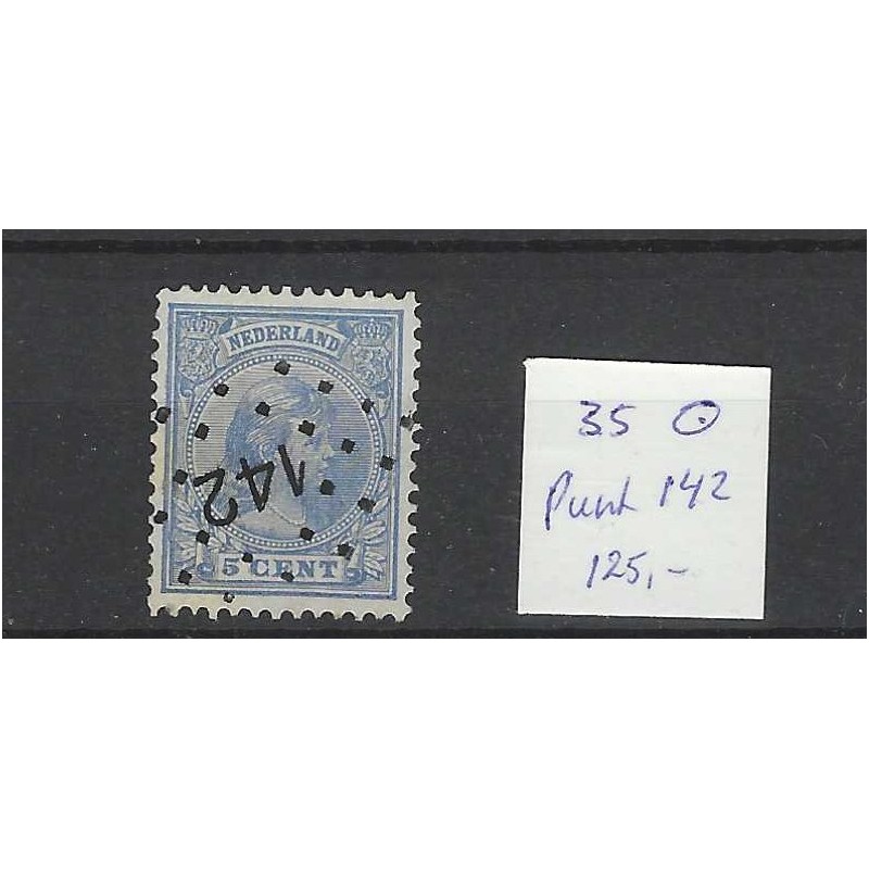 Nederland 35 Wilhelmina met puntstempel 142 VFU/gebr CV 125 € Nederland 35 Wilhelmina met puntstempel 142 VFU/gebr CV 125 €