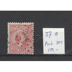 Netherlands 37 Wilhelmina with numeral dot cancel 204 VFU/used  CV 150 €