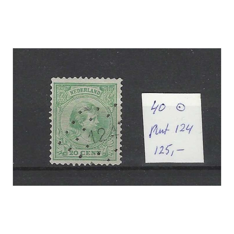 Netherlands 40 Wilhelmina with numeral dot cancel 124 VFU/used  CV 125 €