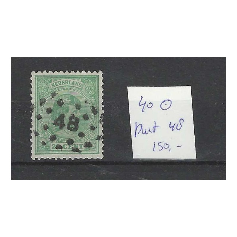 Nederland 40 Wilhelmina met puntstempel 48 VFU/gebr CV 150 € Nederland 40 Wilhelmina met puntstempel 48 VFU/gebr CV 150 €