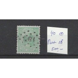 Netherlands 40 Wilhelmina with numeral dot cancel 18 VFU/used  CV 500 €