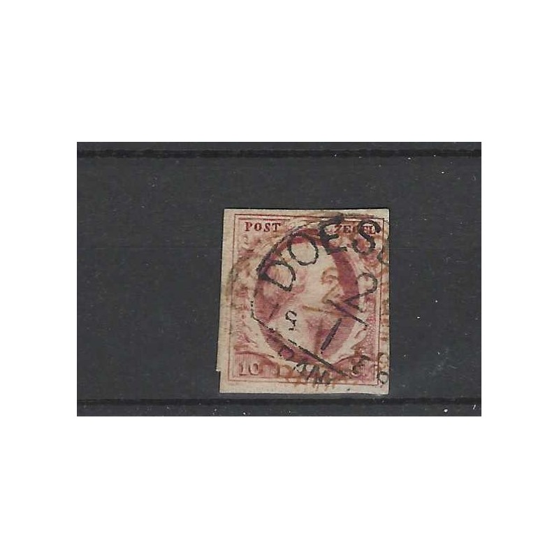 Nederland 2 Willem III "DOESBORGH-C 1859" in rood en zwart CV 200+ € Nederland 2 Willem III "DOESBORGH-C 1859" in rood en zwart CV 200+ €