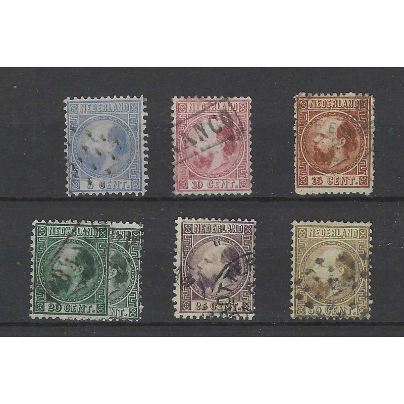 Nederland 7-12 Willem III 1867 set VFU/gebr CV 400+ € Nederland 7-12 Willem III 1867 set VFU/gebr CV 400+ €