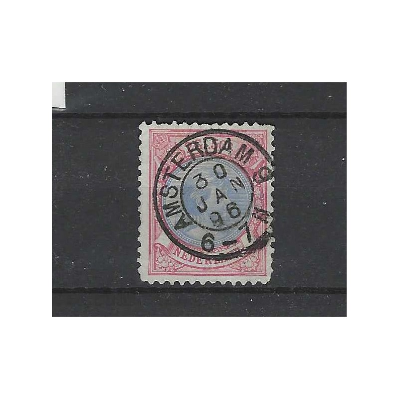 Nederland 47A Wilhelmina "AMSTERDAM-9 1896 kleinrond VFU/gebr CV 210+ € Nederland 47A Wilhelmina "AMSTERDAM-9 1896 kleinrond VFU/gebr CV 210+ €