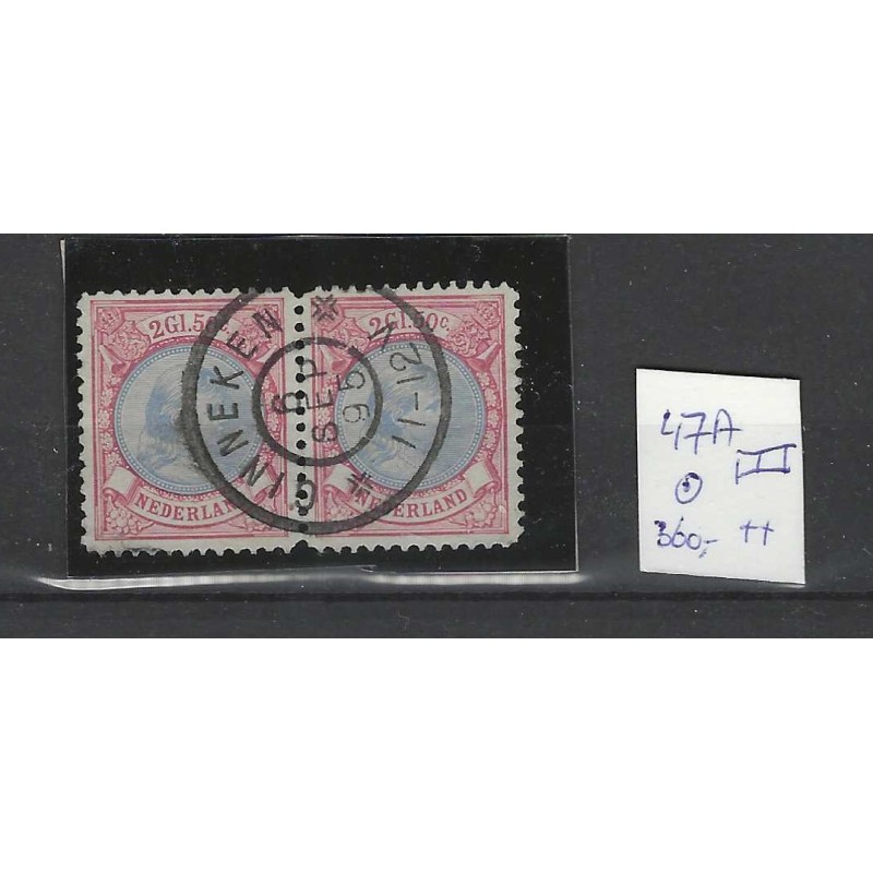 Netherlands 47A Wilhelmina "GINNEKEN 1895" pair VFU/used  CV 360+ €