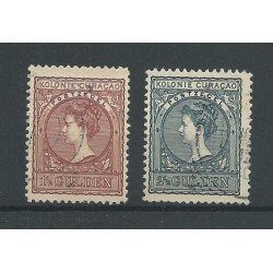 Curaçao  42-43 Wilhelmina  1,5 and 2,5 Gld  VFU/used   CV 85 €