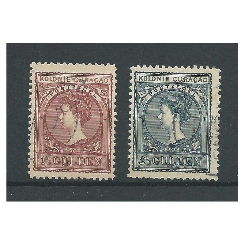 Curaçao  42-43 Wilhelmina  1,5 and 2,5 Gld  VFU/used   CV 85 €