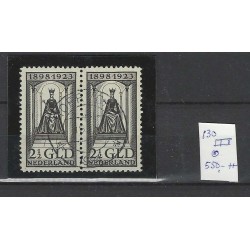 Netherlands 130 Wilhelmina 1923 pair VFU/used  CV 550 € !!SUPERB!!