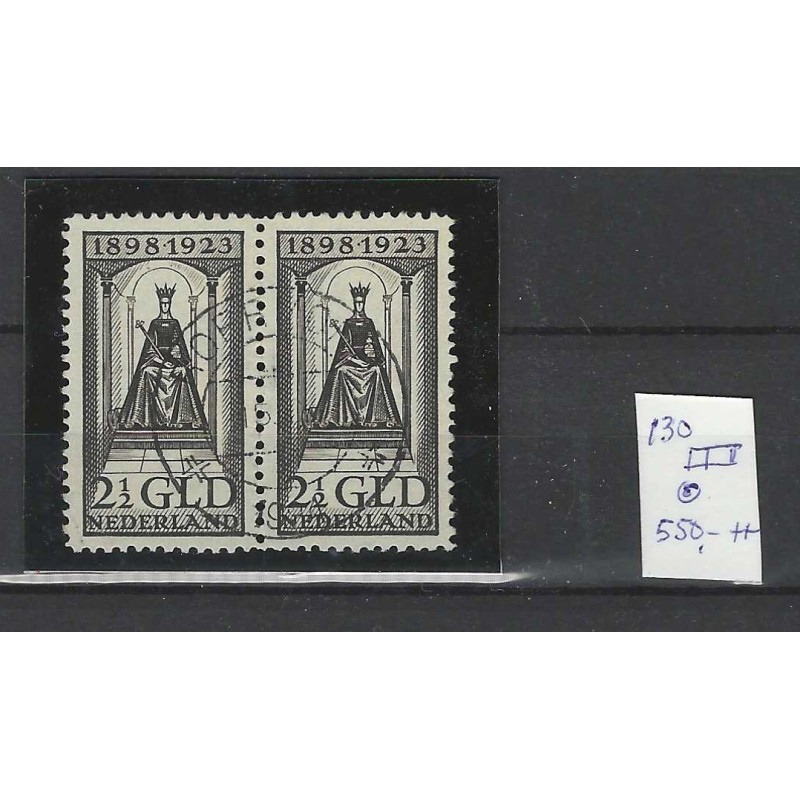Nederland 130 Wilhelmina 1923 paartje VFU/gebr  CV 550 € !!LUXE!!