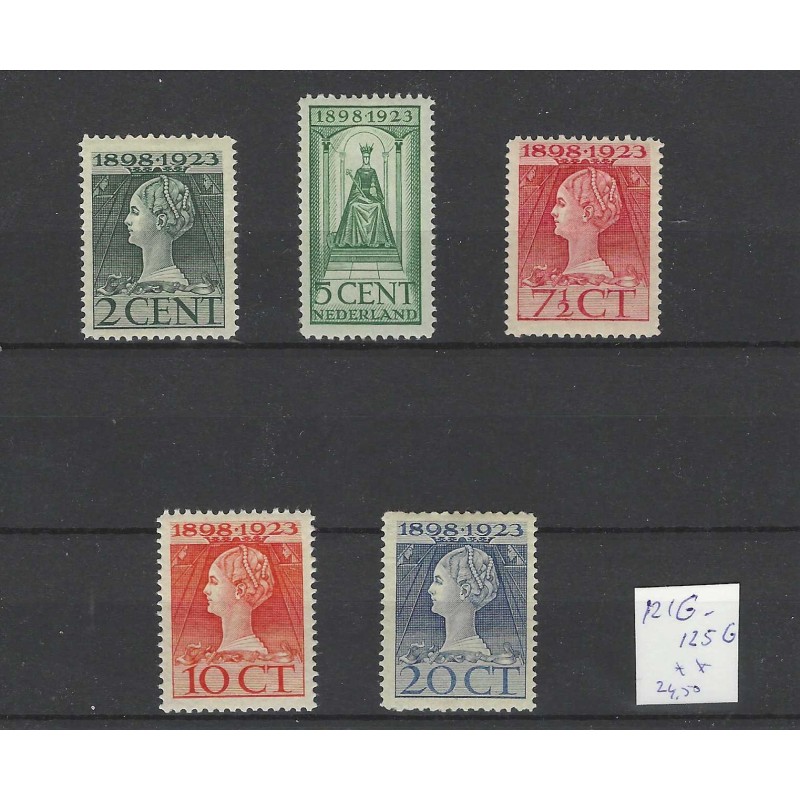Nederland 121G-125G Wilhelmina 1923 MNH/postfris CV 24,50 € Nederland 121G-125G Wilhelmina 1923 MNH/postfris CV 24,50 €