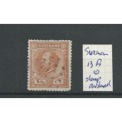 Suriname  13A  Willem III with STOMP numeral dot cancel VFU/used  CV 60+ €