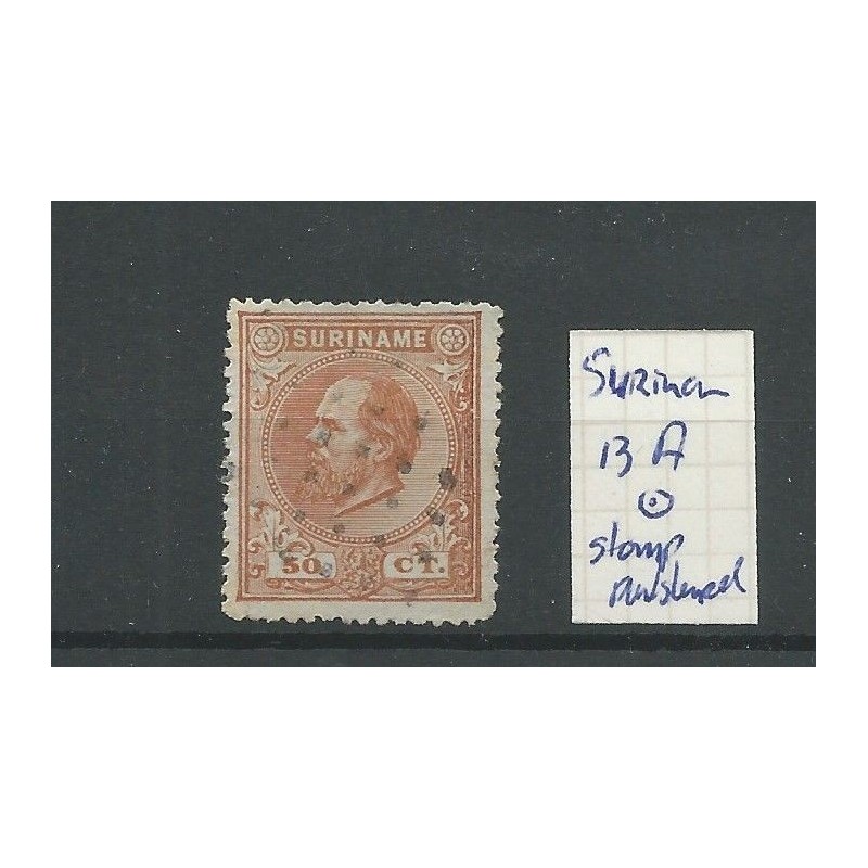 Suriname  13A  Willem III with STOMP numeral dot cancel VFU/used  CV 60+ €