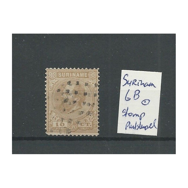 Suriname 6B  Willem III with STOMP numeral dot cancel VFU/used  CV 12,5+ €