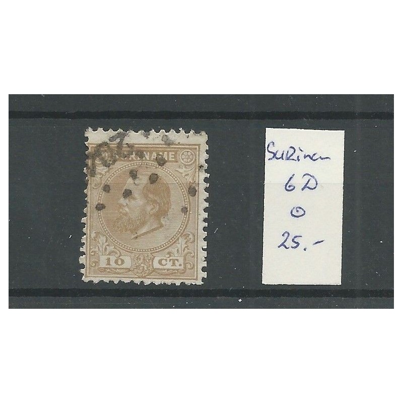 Suriname 6D  Willem III 1873  VFU/used  CV 25 €