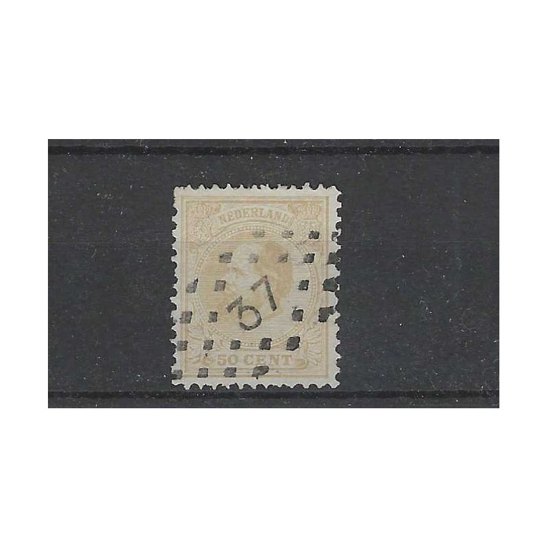 Netherlands 27 Willem III 1872  with numeral dot cancel 37 VFU/used  CV 25+ €