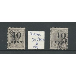 Suriname 30 and 30a  Provisional issue VFU/used  CV 150 €