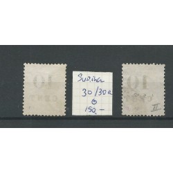 Suriname 30 and 30a  Provisional issue VFU/used  CV 150 €