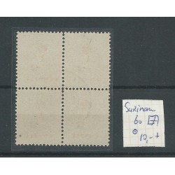 Suriname 60 block of 4 Kroontjes-overprint  VFU/used  CV 10+ €