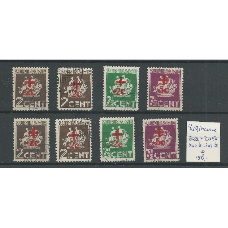 Suriname 202a-205a, 202b-205b Red Cross  VFU/used  CV 158 €