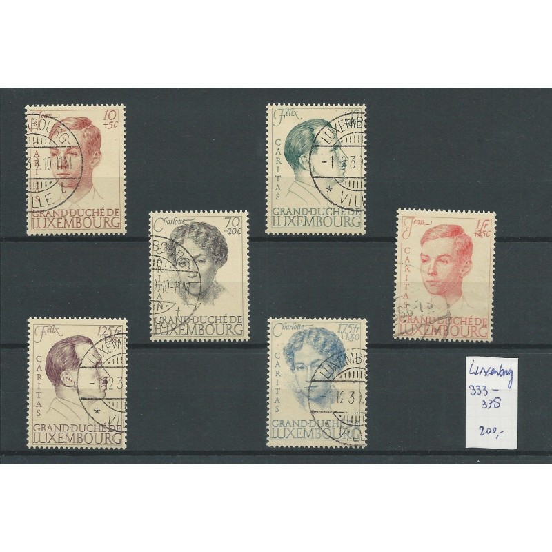 Luxemburg  333-338 Charitas 1939 VFU/gebr CV 200 €