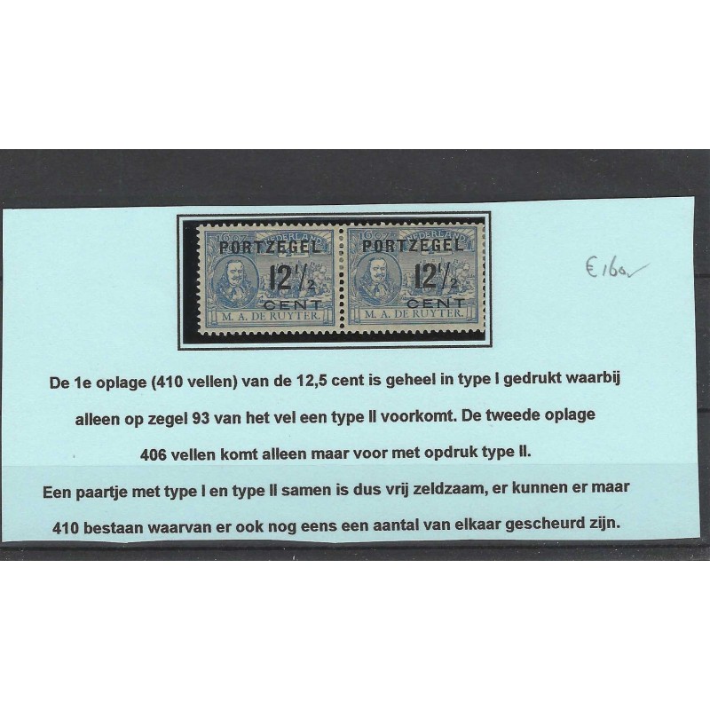 Nederland P39b De Ruyter Port (Type I en II paartje) MH/ongebr  CV 160 €