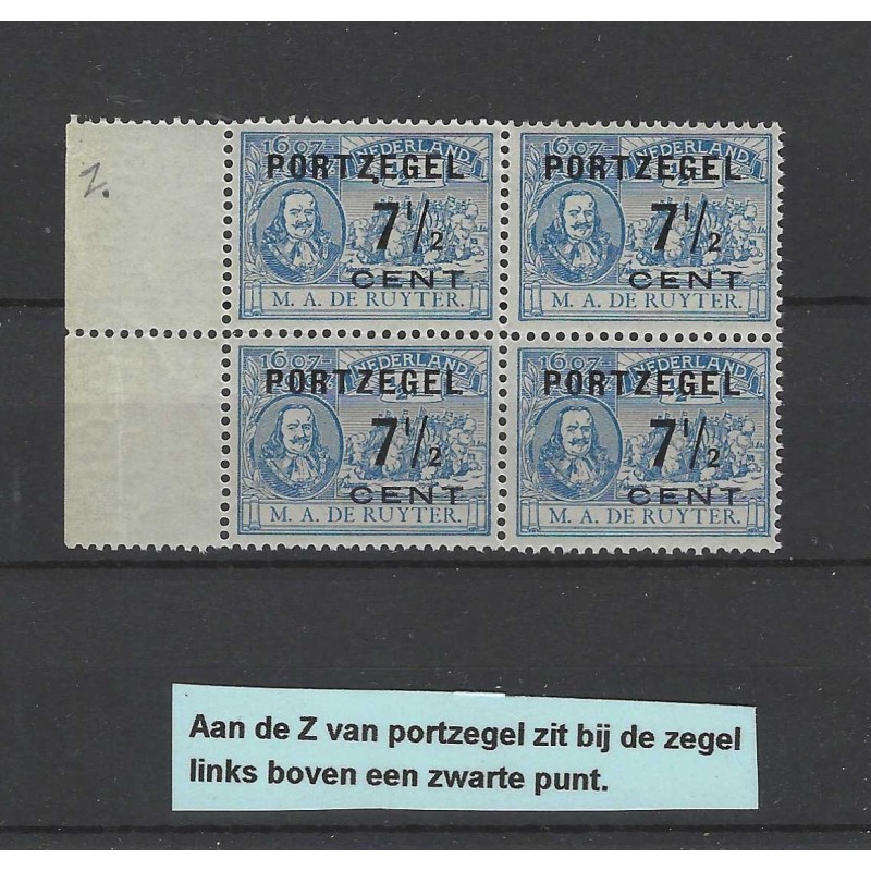 Nederland P37 De Ruyter Port zwarte punt aan Z MNH/postfris  CV 30++ €