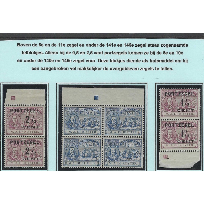 Nederland 87, P33, P34 De Ruyter Port met Telblokjes MNH/postfris  CV 30++ €