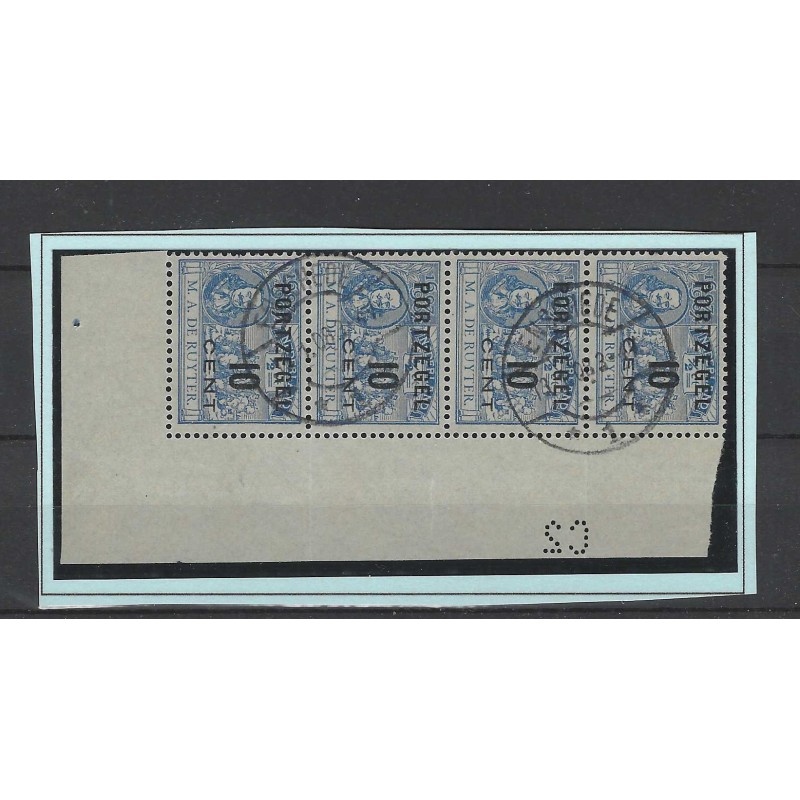 Nederland P38 De Ruyter Port Hoekstrip/knipteken VFU/gebr  CV 10++ €