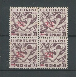 Suriname  LP24f en 3xLP24 in blok 4 MNH/postfris  CV 62++€