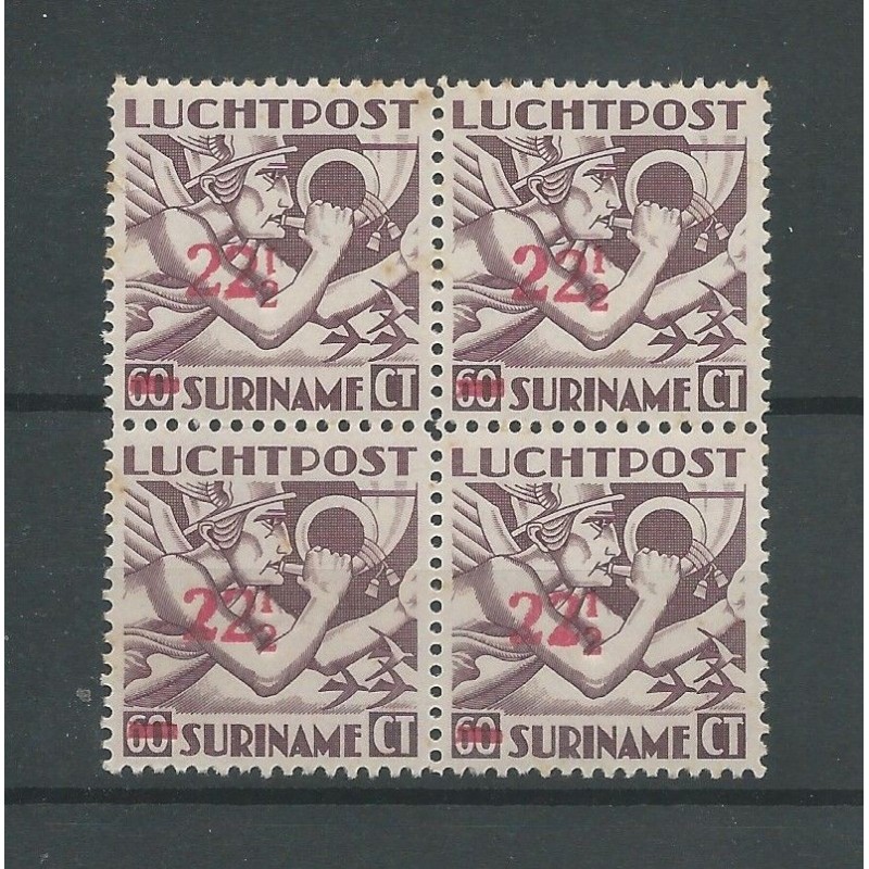 Suriname  LP24f and 3xLP24 in block 4 MNH  CV 62++€