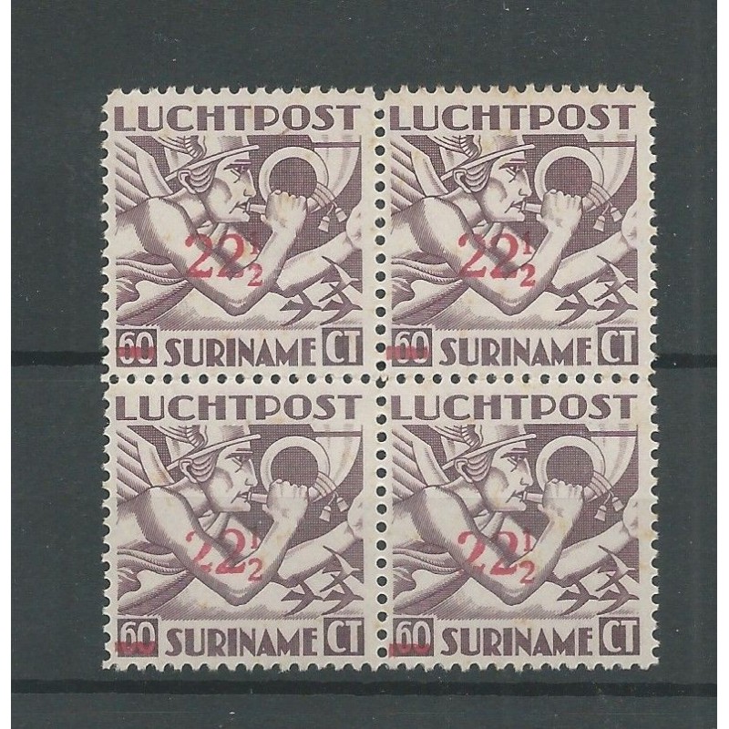 Suriname LP24 in blok 4 OPDRUKFOUTEN  MNH/postfris  CV 16++++€