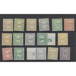 Ned. Indie 99-114 Cijfer 1912  deels MH/ongebr en MNH/postfris CV  40+ €