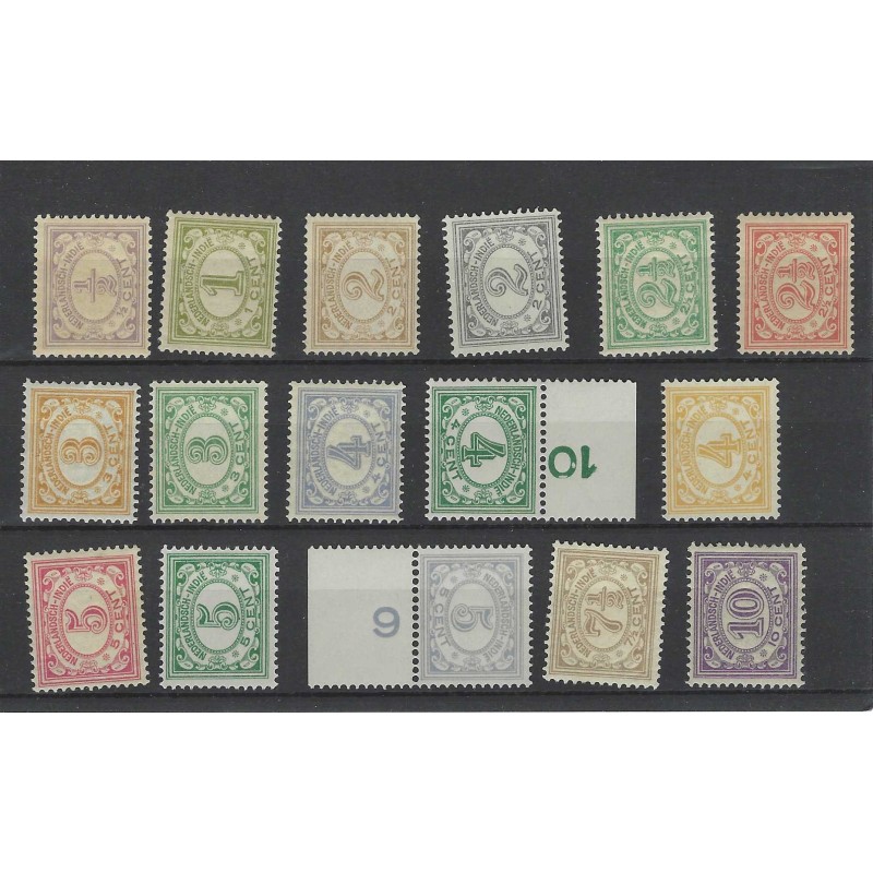 Ned. Indie 99-114 Cijfer 1912 deels MH/ongebr en MNH/postfris CV 40+ € Ned. Indie 99-114 Cijfer 1912 deels MH/ongebr en MNH/postfris CV 40+ €