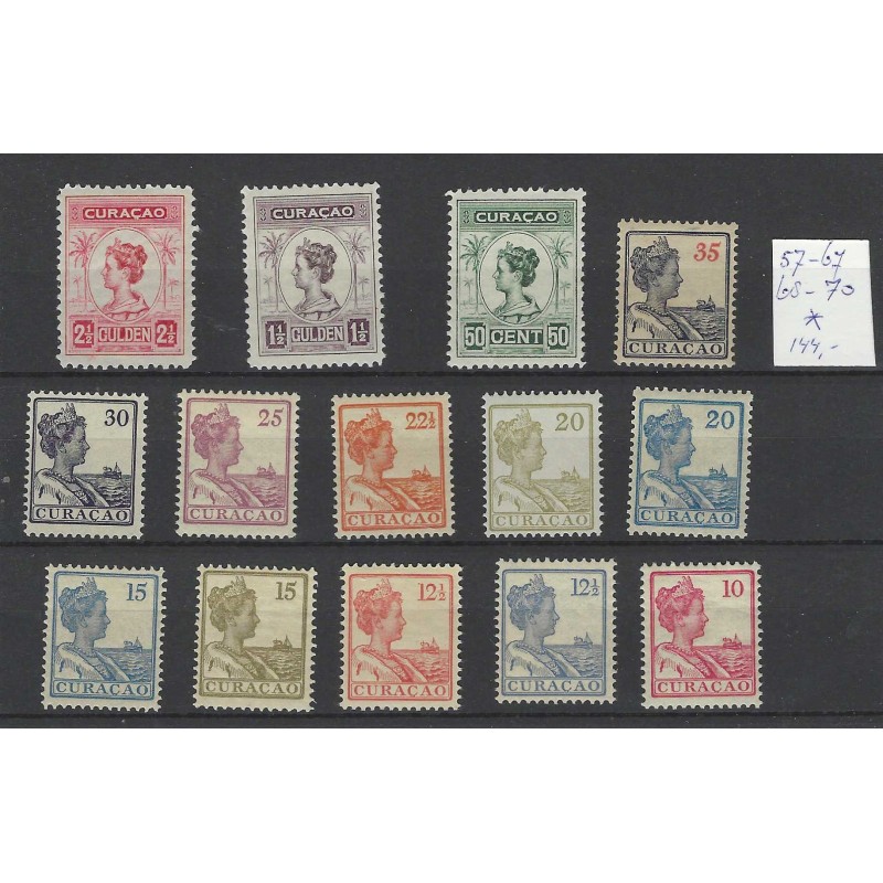 Curacao 57/67, 68/70 Wilhelmina MH/ongebr CV 144 € Pracht !! Curacao 57/67, 68/70 Wilhelmina MH/ongebr CV 144 € Pracht !!