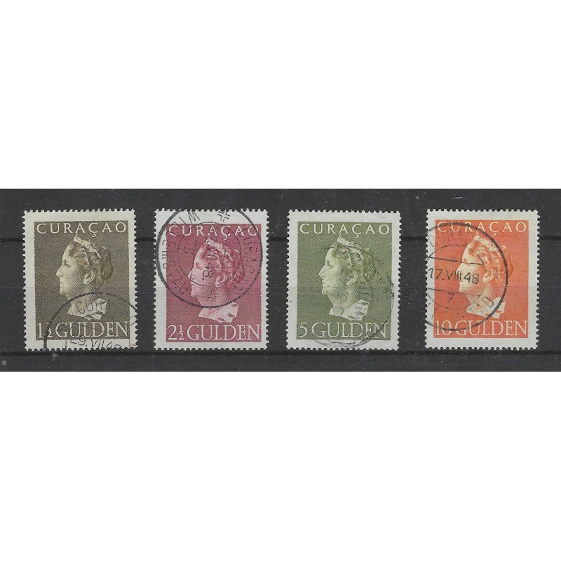 Curacao 178-181 Wilhelmina Konijnenburg VFU/gebr CV 628 € certificaat !! Curacao 178-181 Wilhelmina Konijnenburg VFU/gebr CV 628 € certificaat !!
