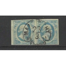 Nederland 1 Willem 1852 paartje VFU/gebr CV 200 €  stempel !!