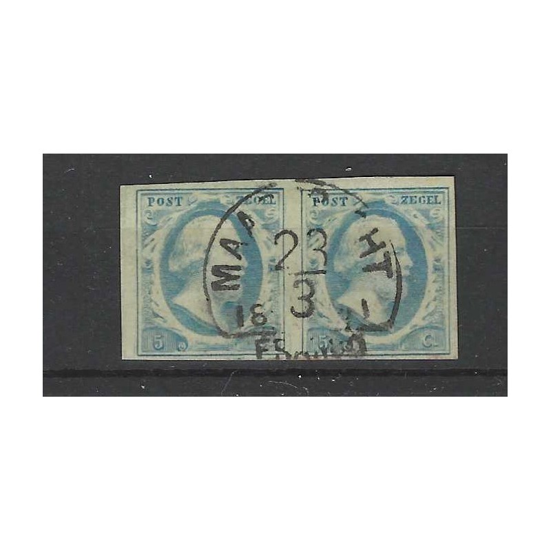 Nederland 1 Willem 1852 paartje VFU/gebr CV 200 €  stempel !!