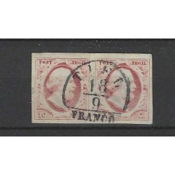 Nederland 2 Willem 1852 paartje TIEL-A VFU/gebr CV 250+ €